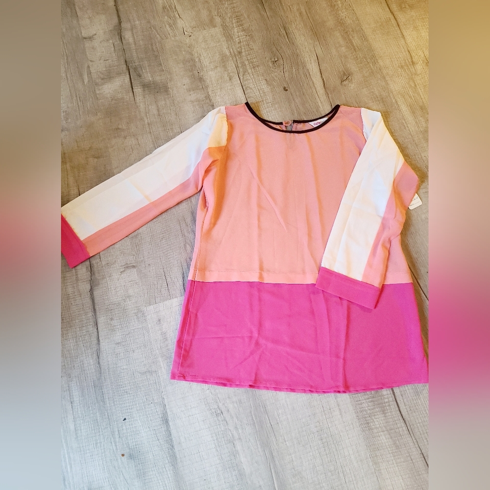 New color block pink white Women's blose Size L